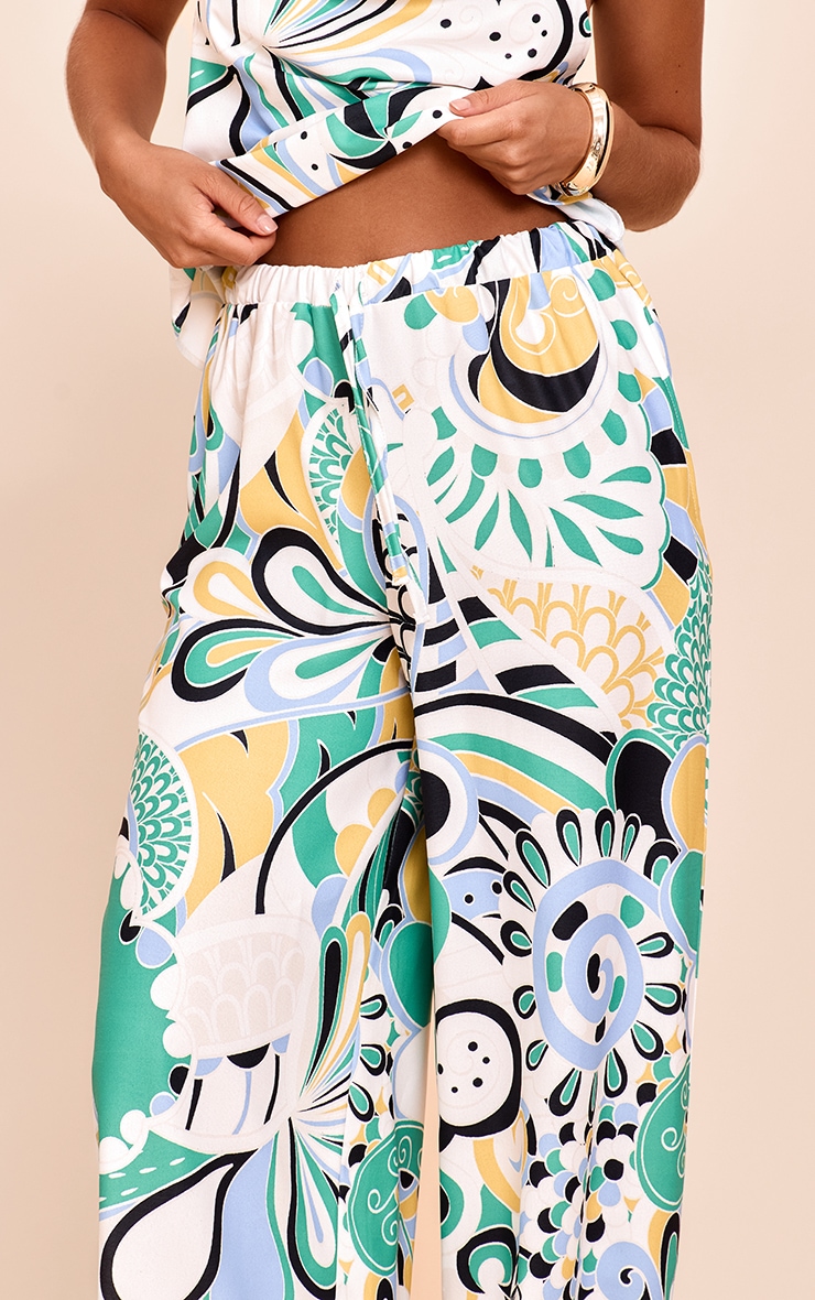 Multi Abstract Print Woven Floaty Wide Leg Pants image 4