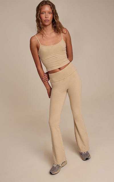 Pantalon de yoga doux en coton mélangé beige