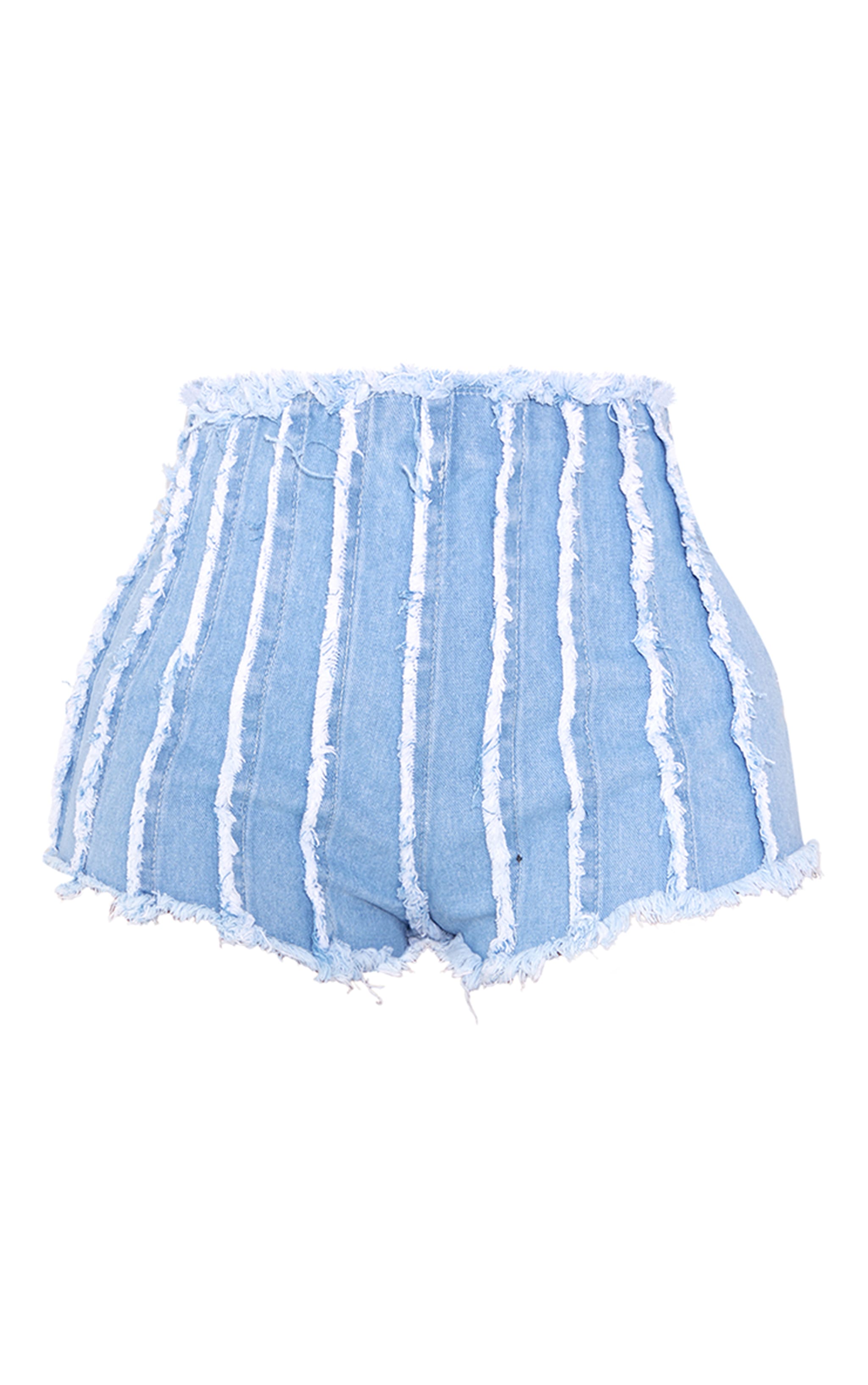 Shape Light Blue Wash Denim Seam Detail Shorts image 6