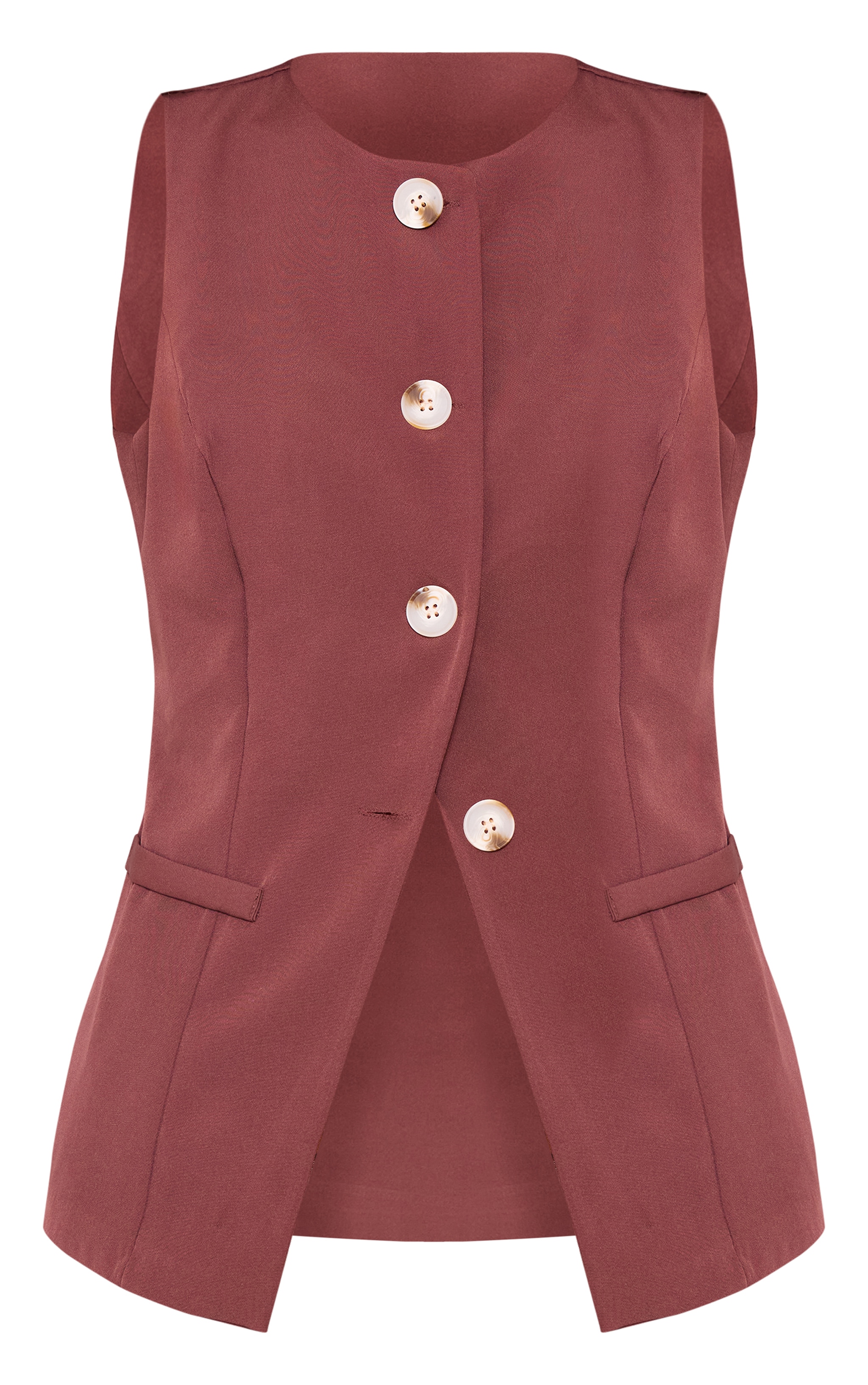 Chocolate Longline Crew Neck Vest image 5