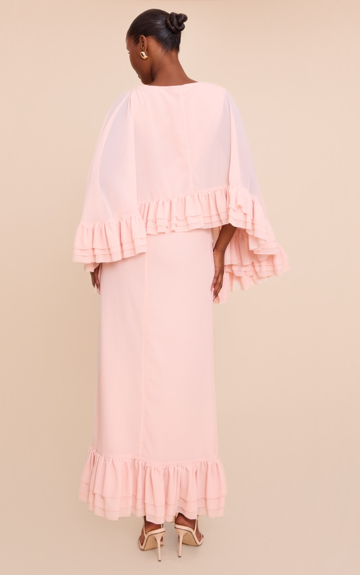 Blush Chiffon Extreme Overlay Frill Detail Maxi Dress image 2