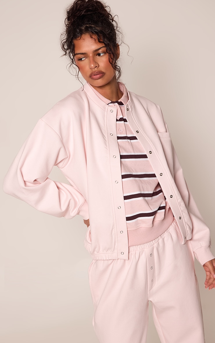 PLT Pink Interlock Button Up Cardigan