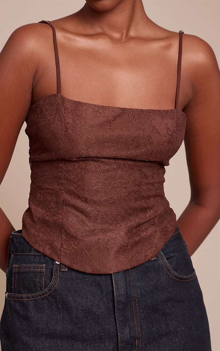 Chocolate Lace Strappy Corset image 4