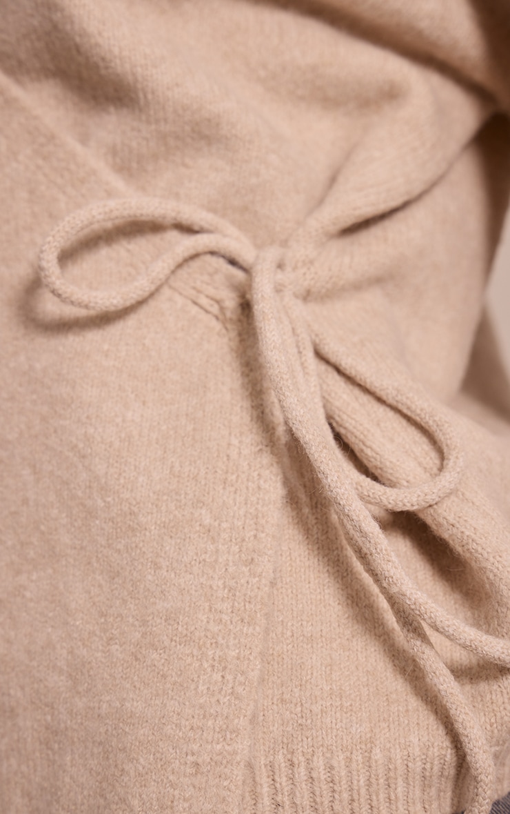 Petite Oatmeal Wrap Tie Side Knitted Sweater image 4