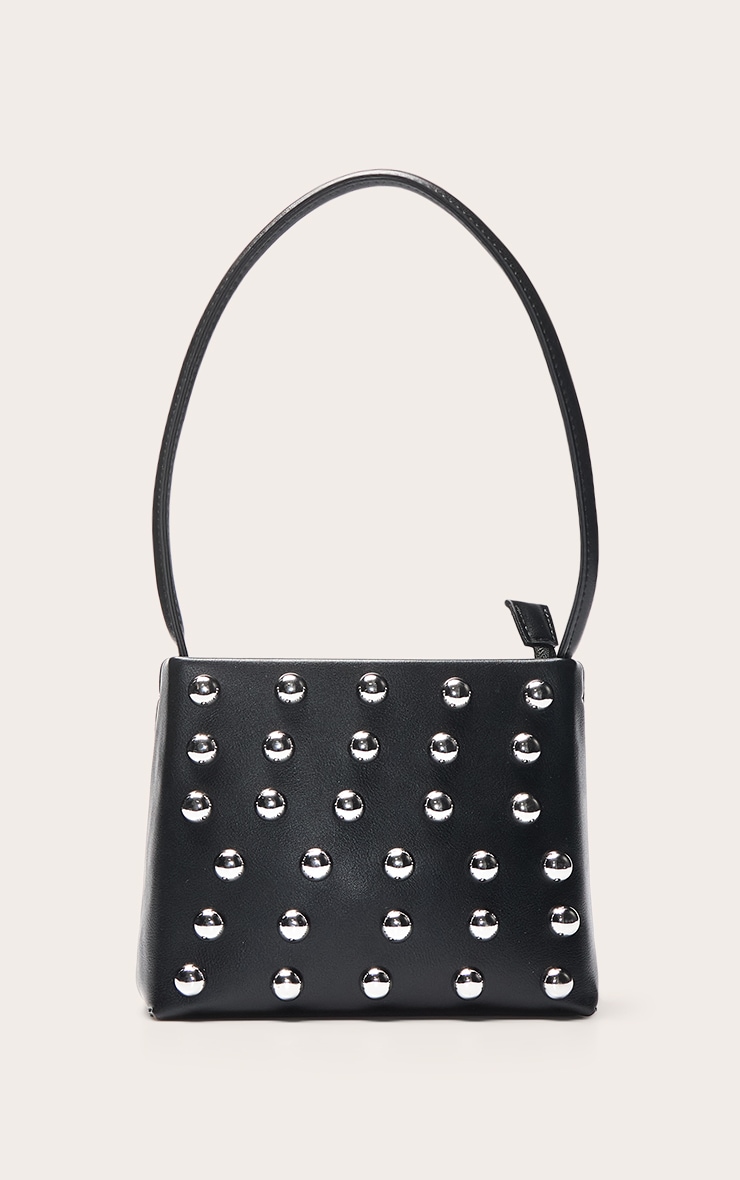 Mini sac à main structuré noir à clous en dômes image 3