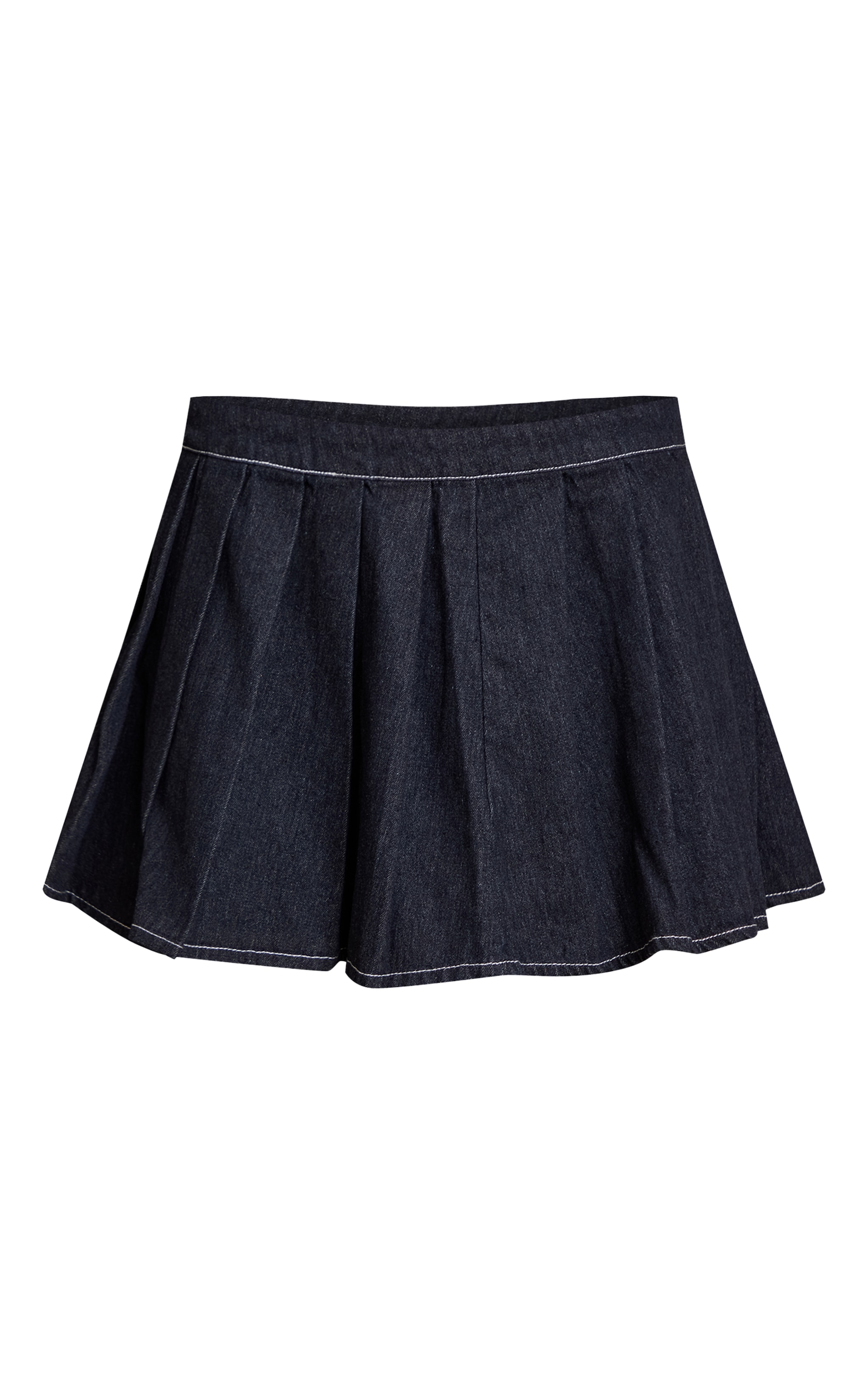 Indigo Denim Pleated Mini Skirt image 6