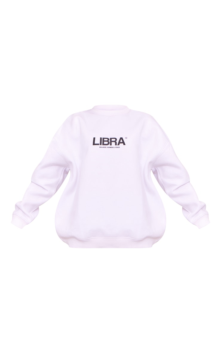 White Libra Printed Oversized Sweatshirt image 5