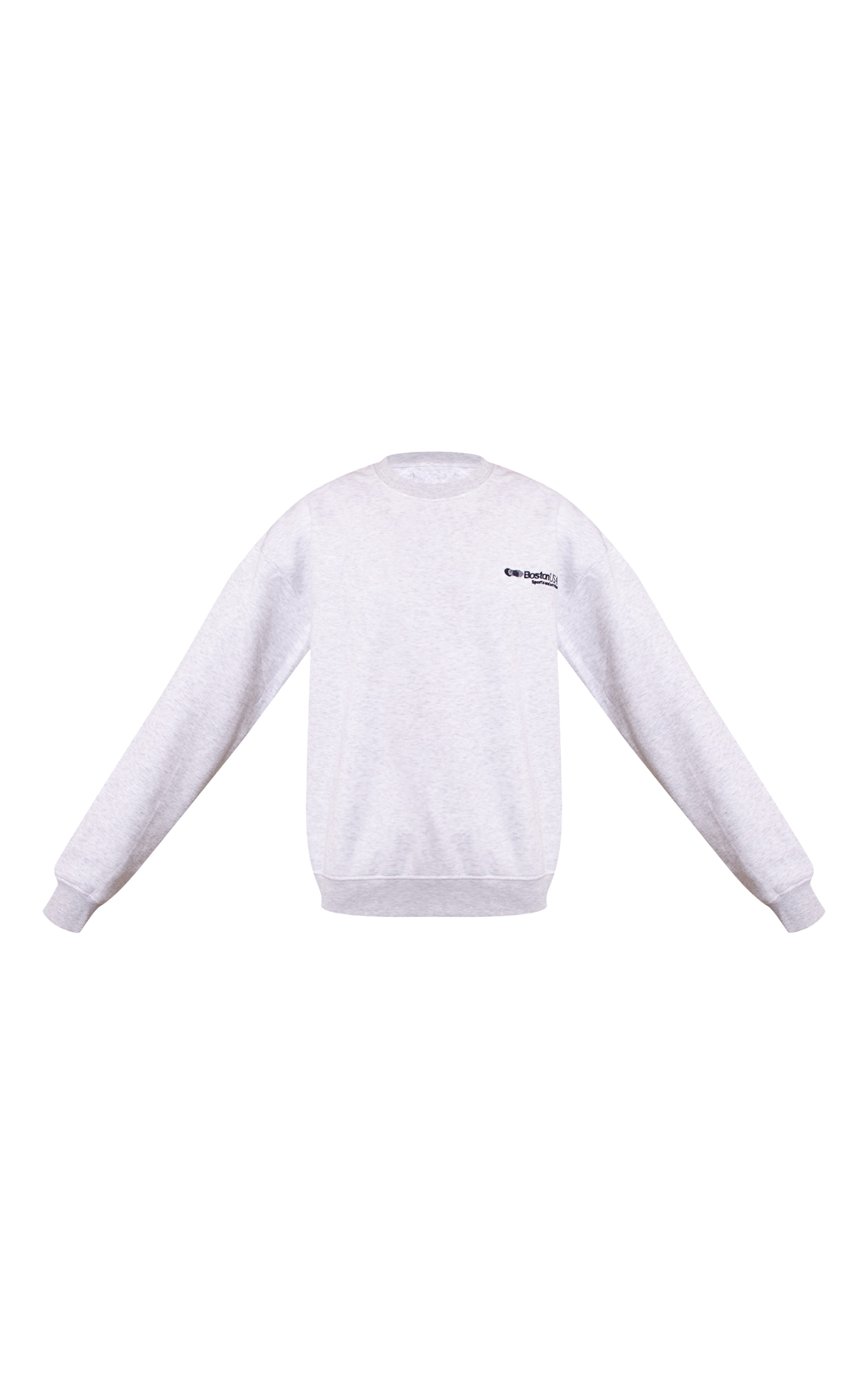 Ash Grey Oversized Boston Usa Embroidered Sweatshirt image 5