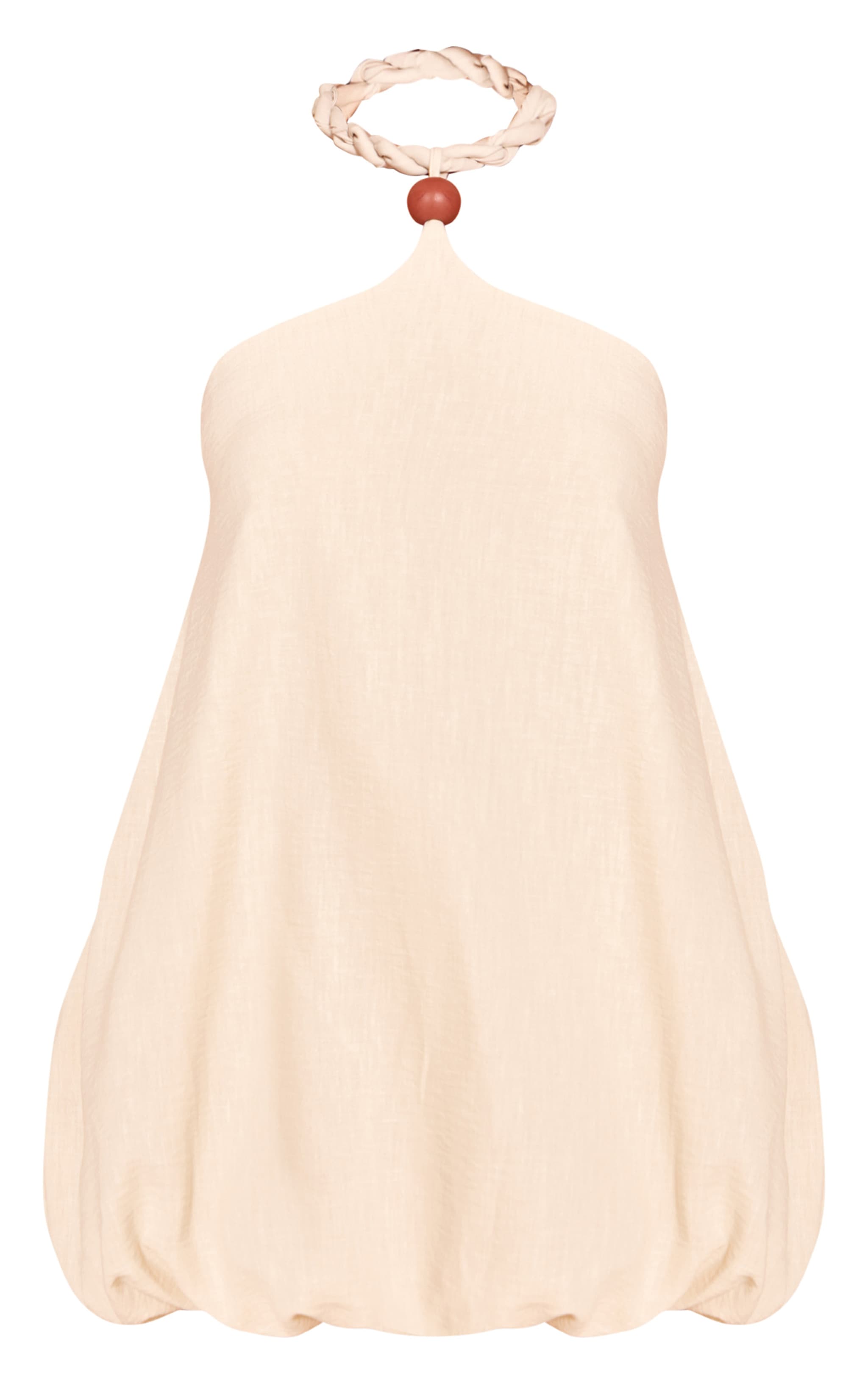 Cream Chiffon Halterneck Puffball Mini Dress image 5