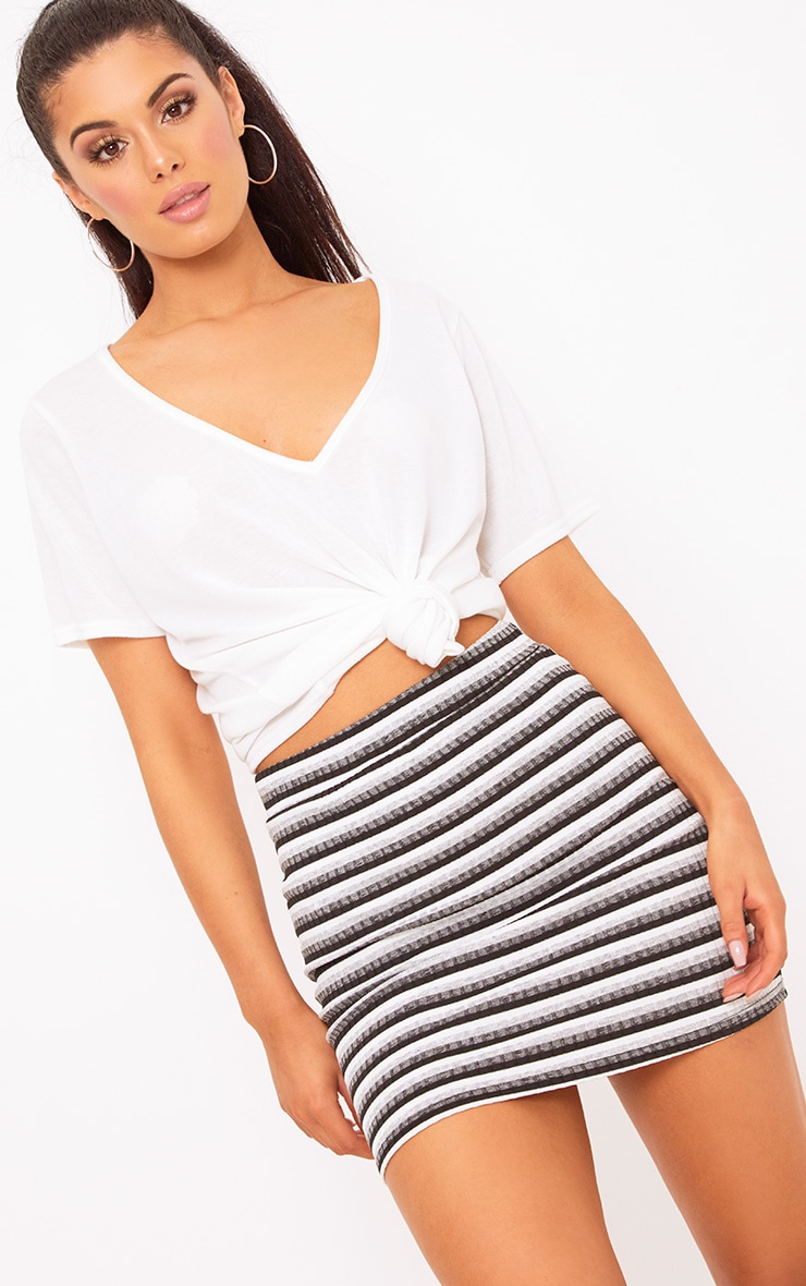 Black Ribbed Stripe Mini Skirt. Skirts PrettyLittleThing USA