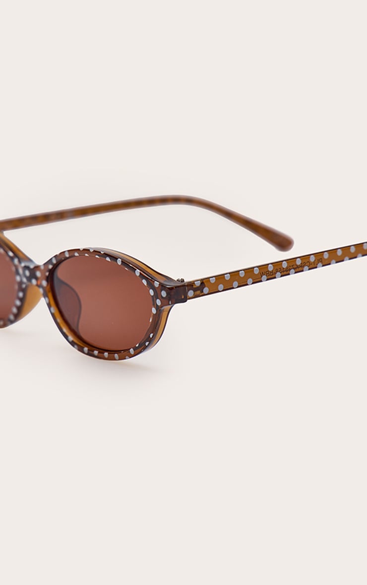 Chocolate Polka Dot Skinny Oval Sunglasses image 4