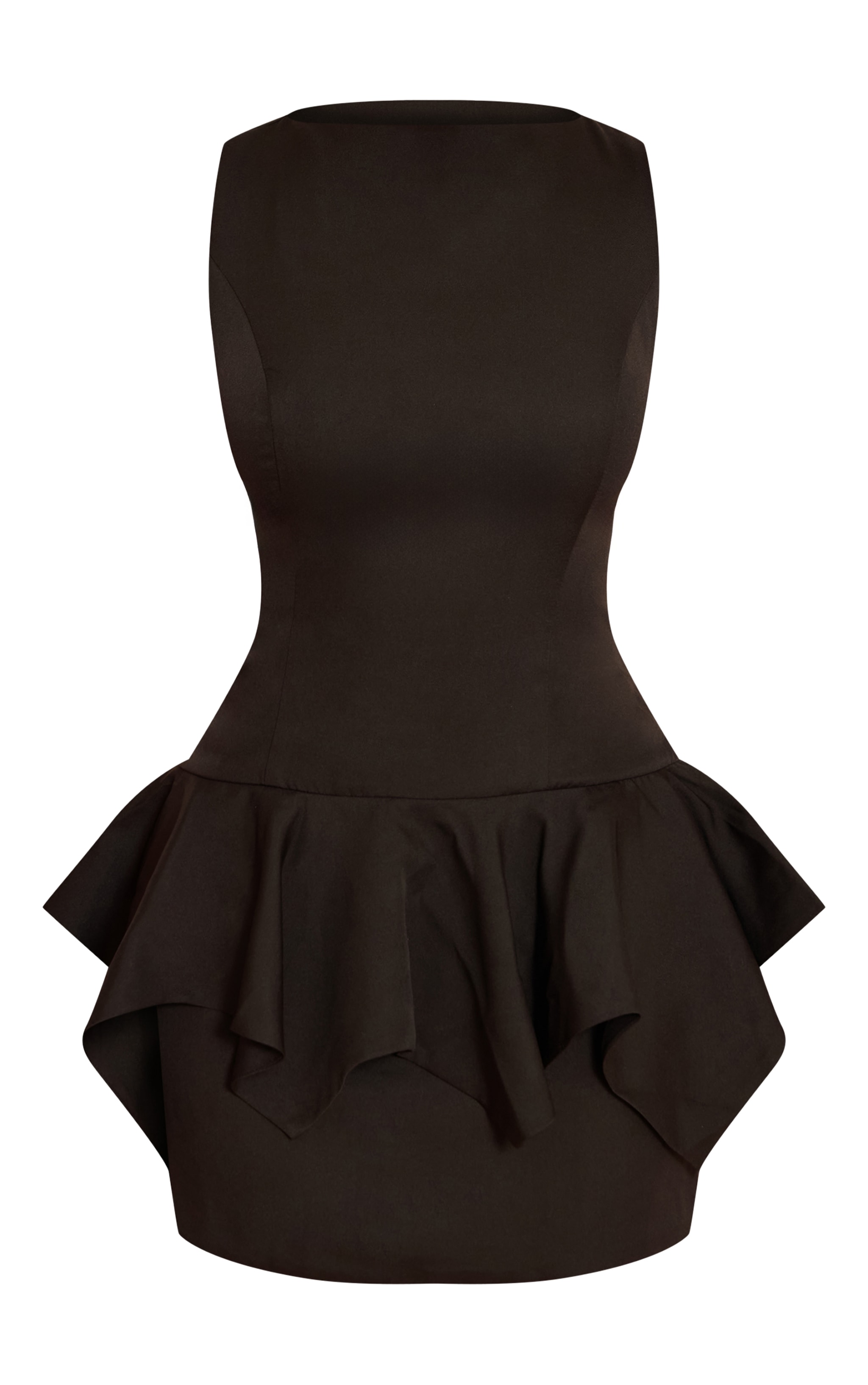 Shape Black Boat Neck Dropped Frill Hem Mini Dress image 5