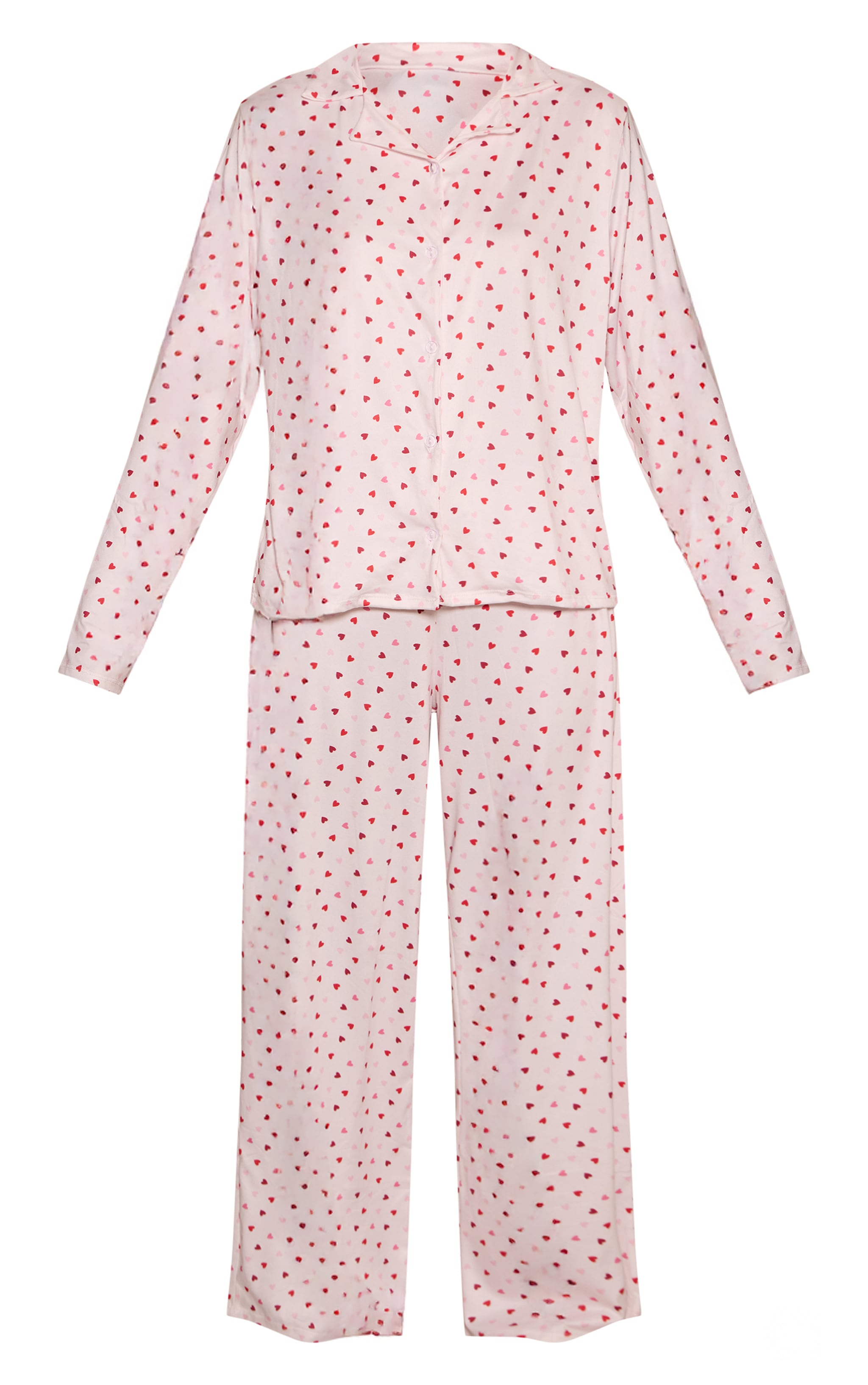 Baby Pink Multi Heart Print Long Sleeve Button Through Pj Set image 5