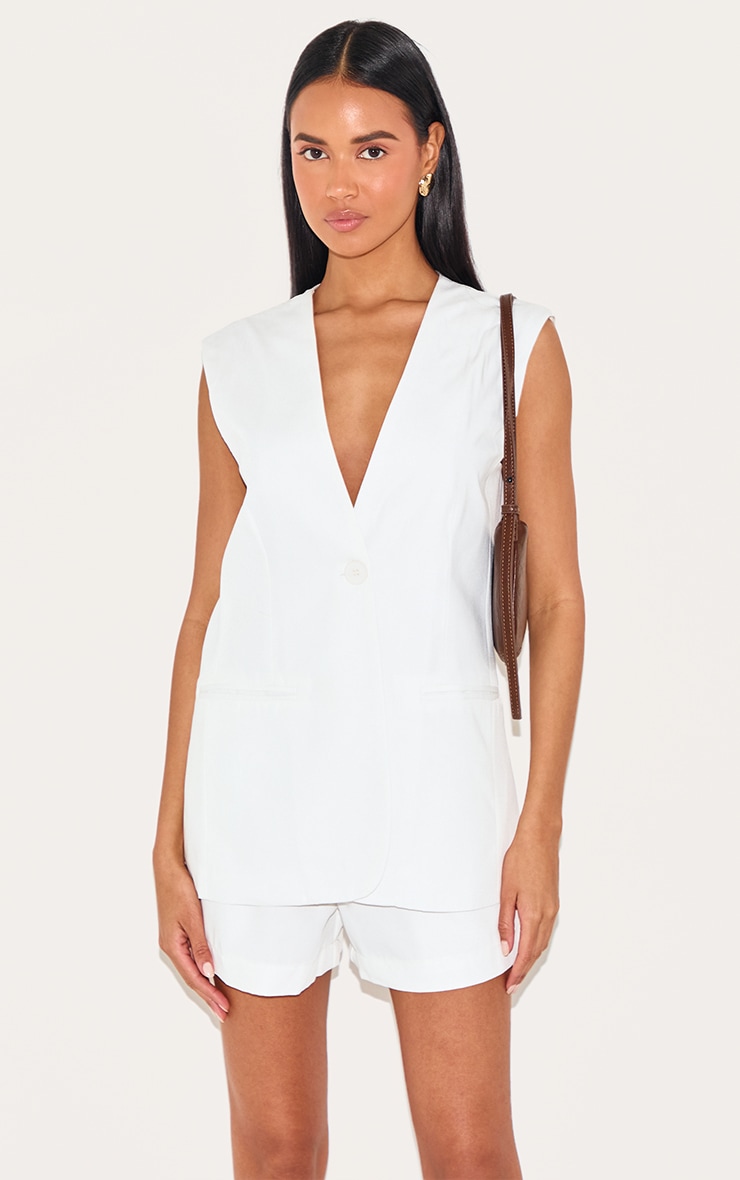 Cream Premium Tailored Woven Shorts image 4