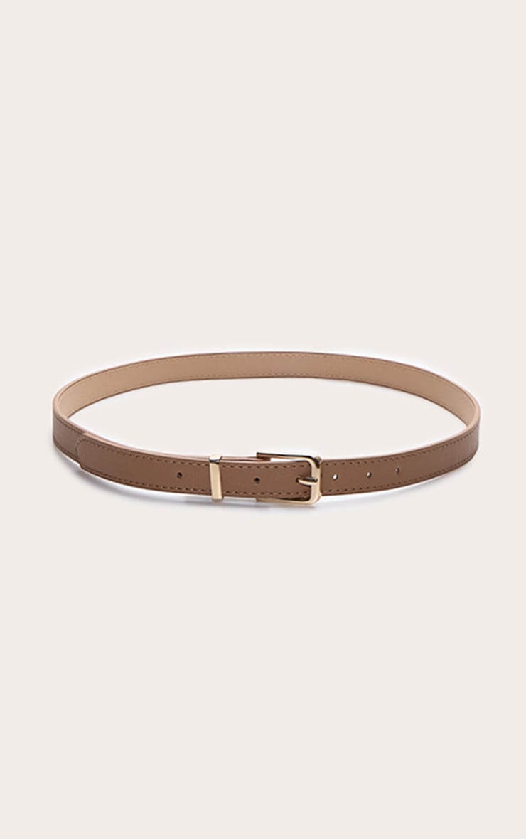 Tan Suede Skinny Belt with Gold Hardware image 2
