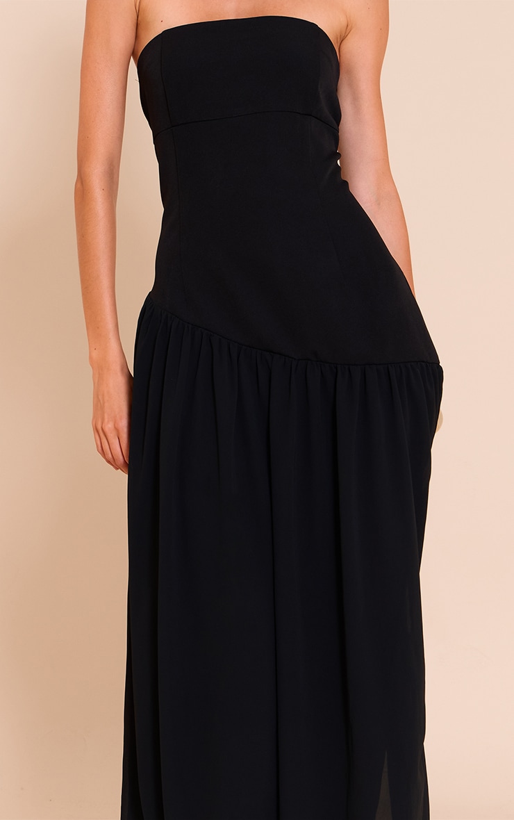 Black Chiffon Bandeau Balloon Hem Midaxi Dress image 4