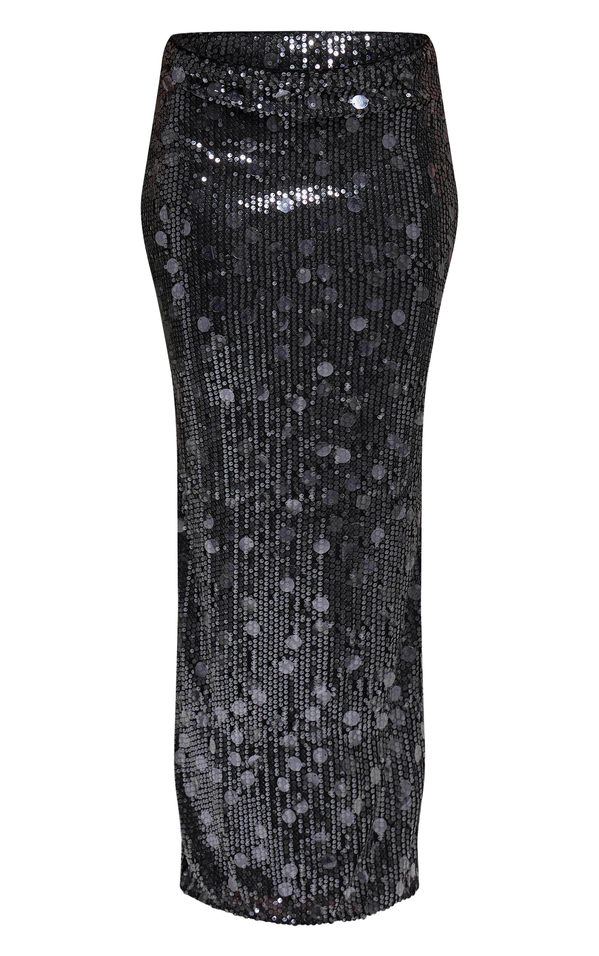 Black Sequin High Waisted Maxi Skirt image 5