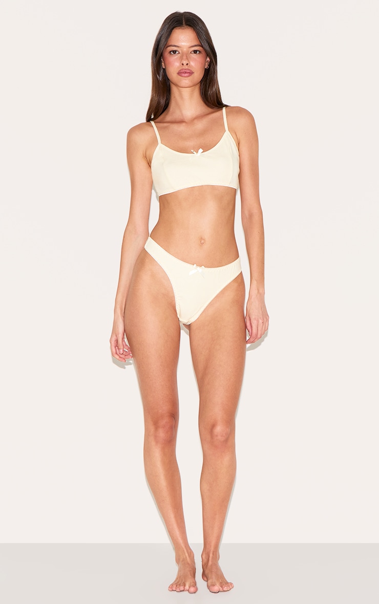 Ensemble de lingerie en jersey côtelé jaune citron à bralette et string image 3