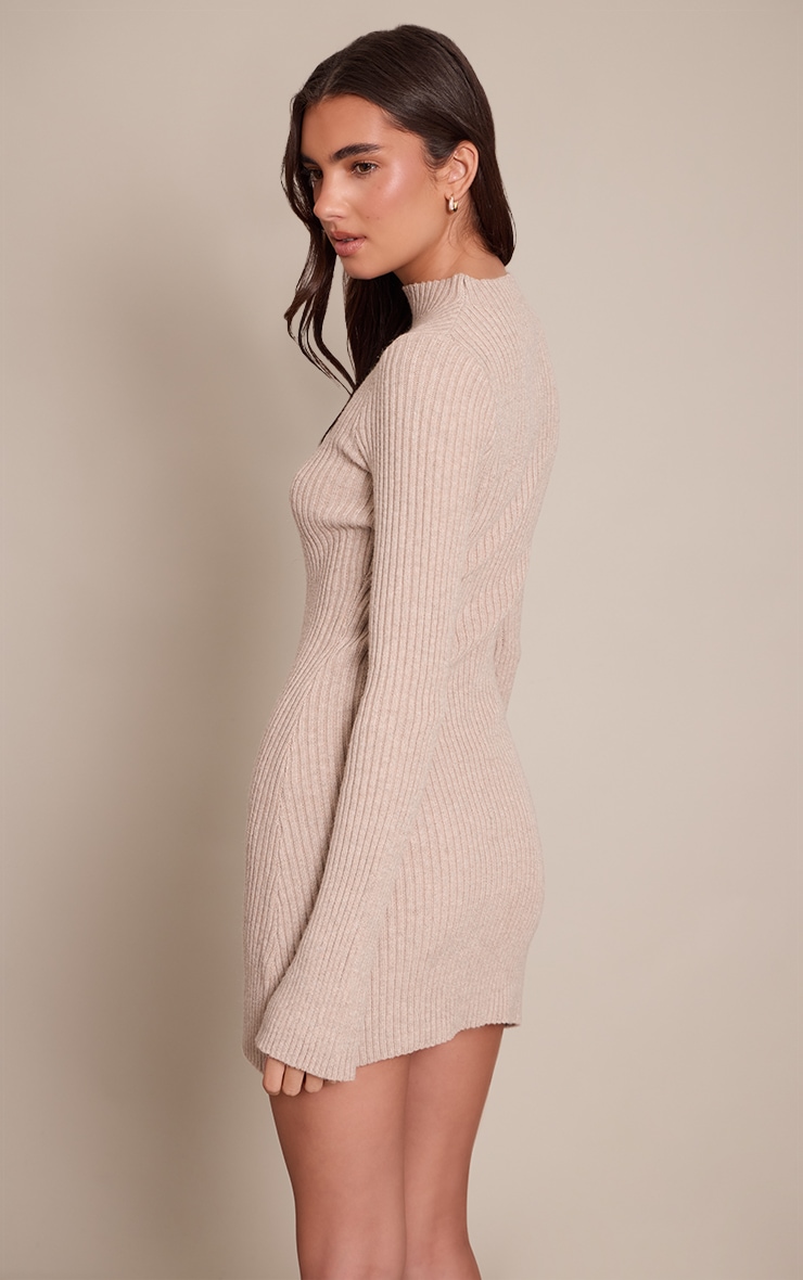 Oatmeal Rib Knitted Dress image 2