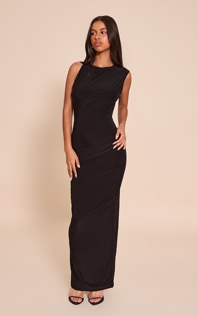 Petite Robe longue noire découpée sur le côté