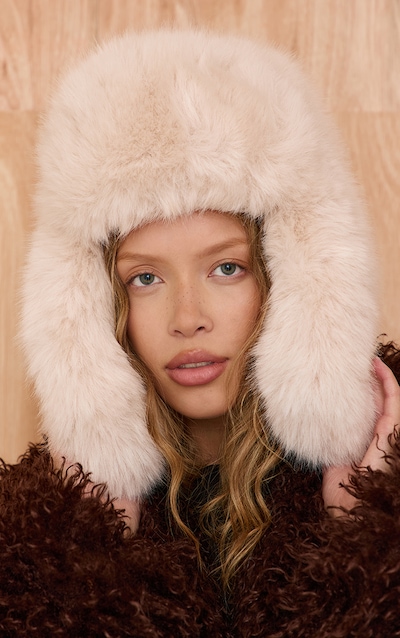 Cream Faux Fur Trapper Hat
