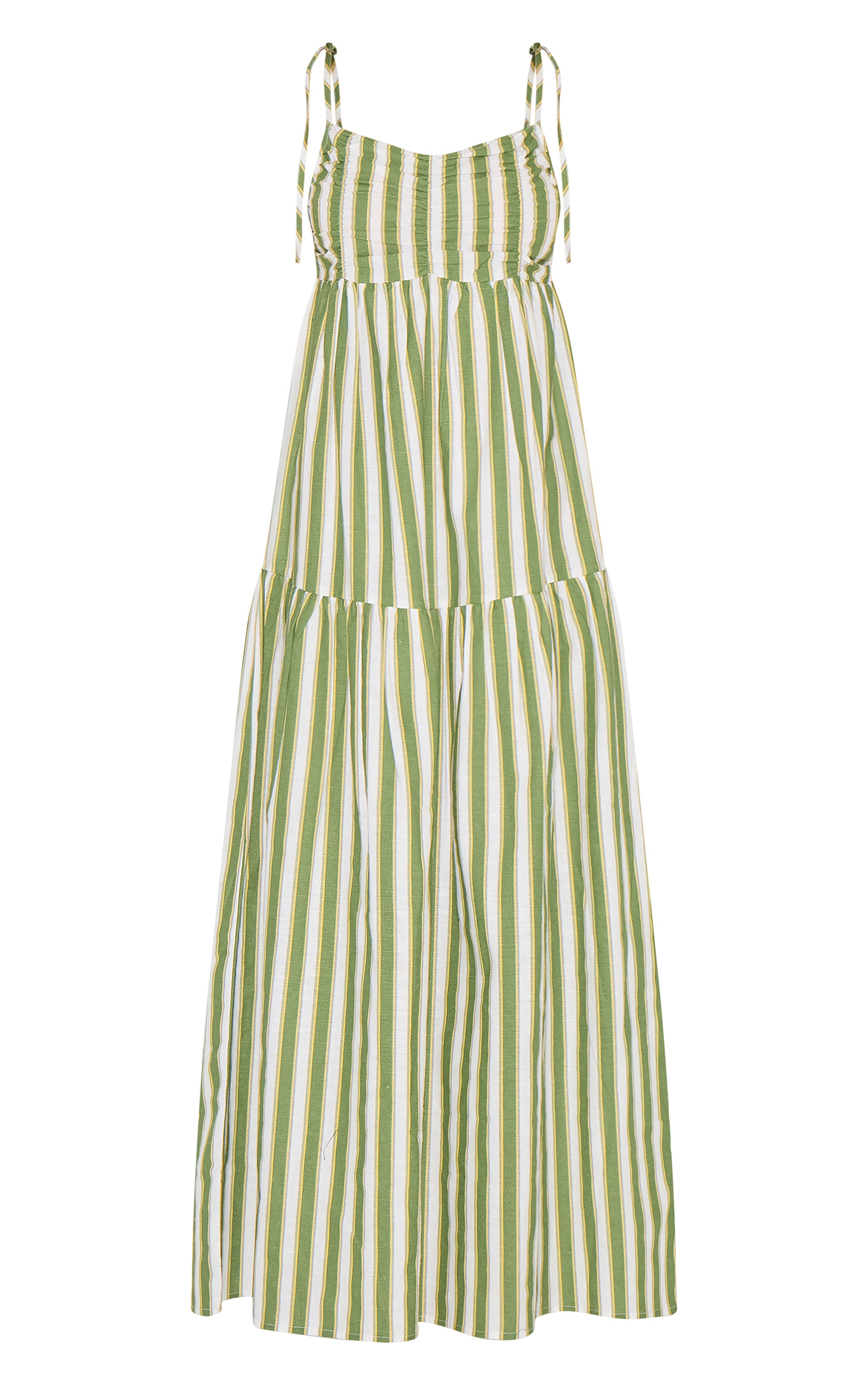 Green Striped Strappy Low Back Maxi Dress image 5