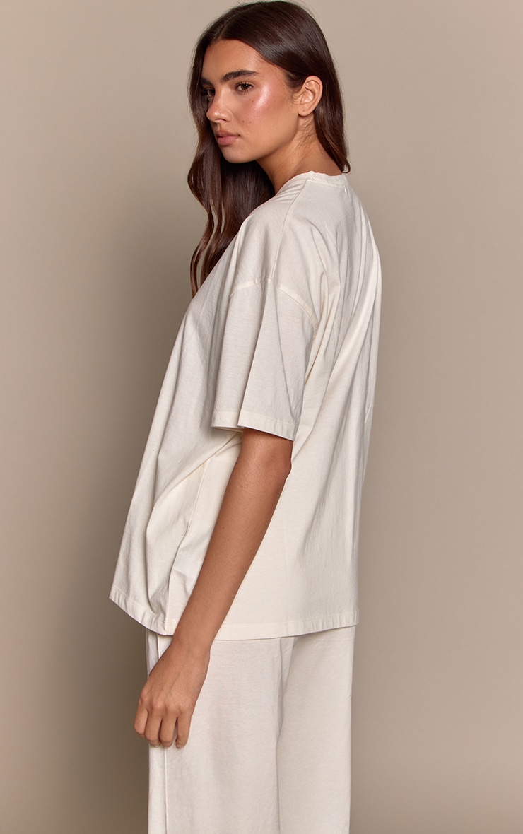 Cream Short Sleeve Boxy Pyjama Top image 2