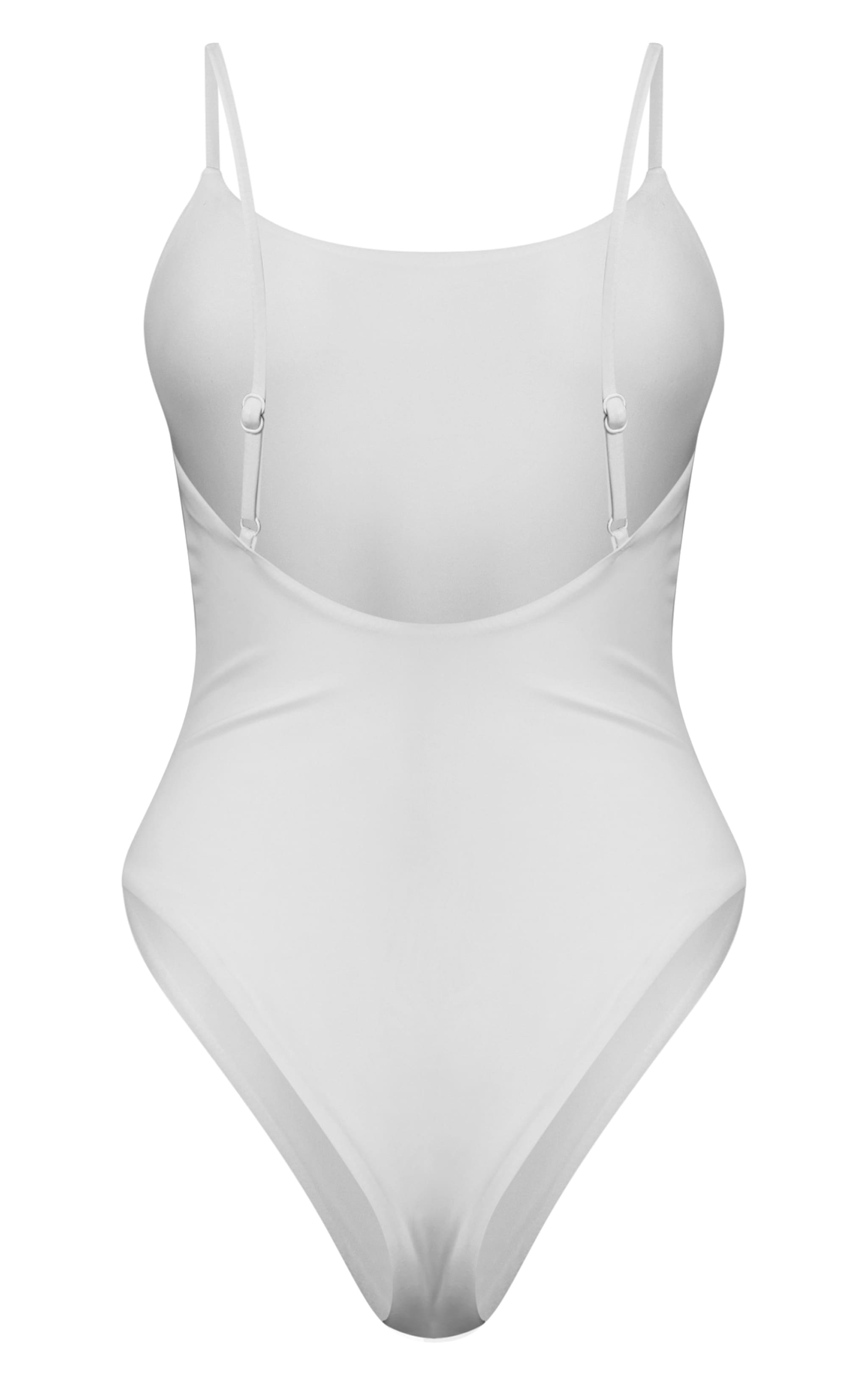 Cream Ruched Low Back Swimsuit image 6