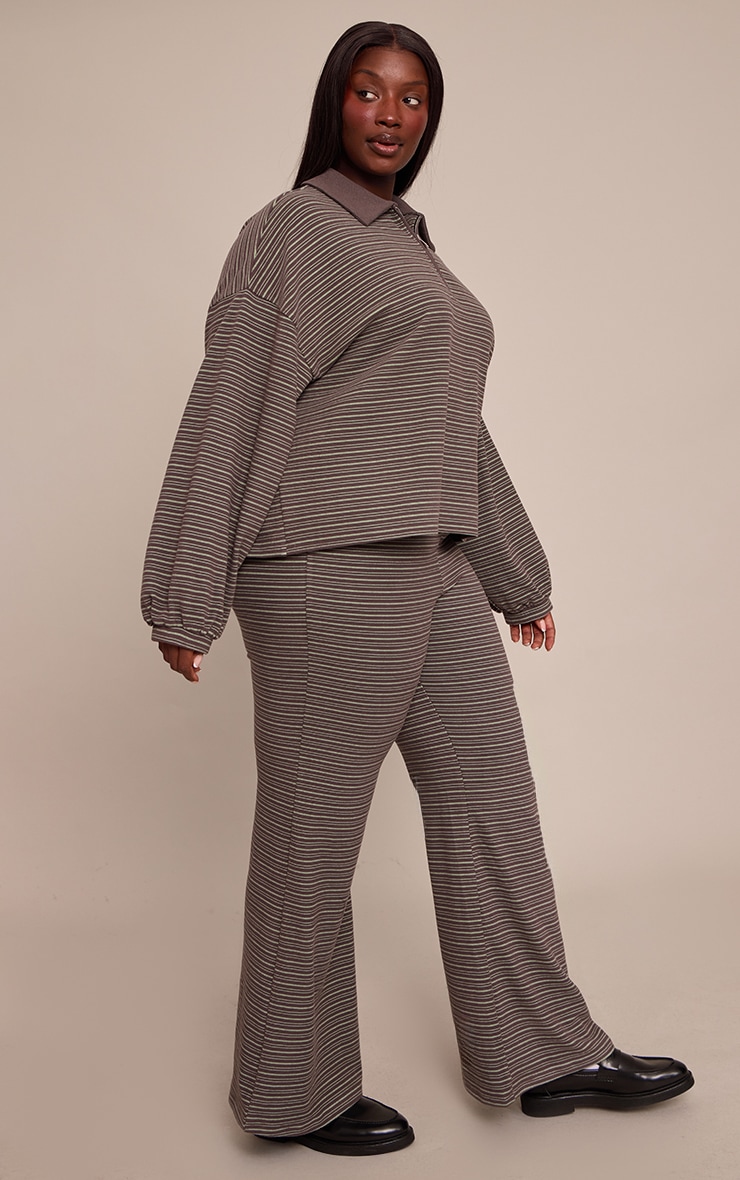 Plus Chocolate Pinstripe Skinny Flare Trouser image 2