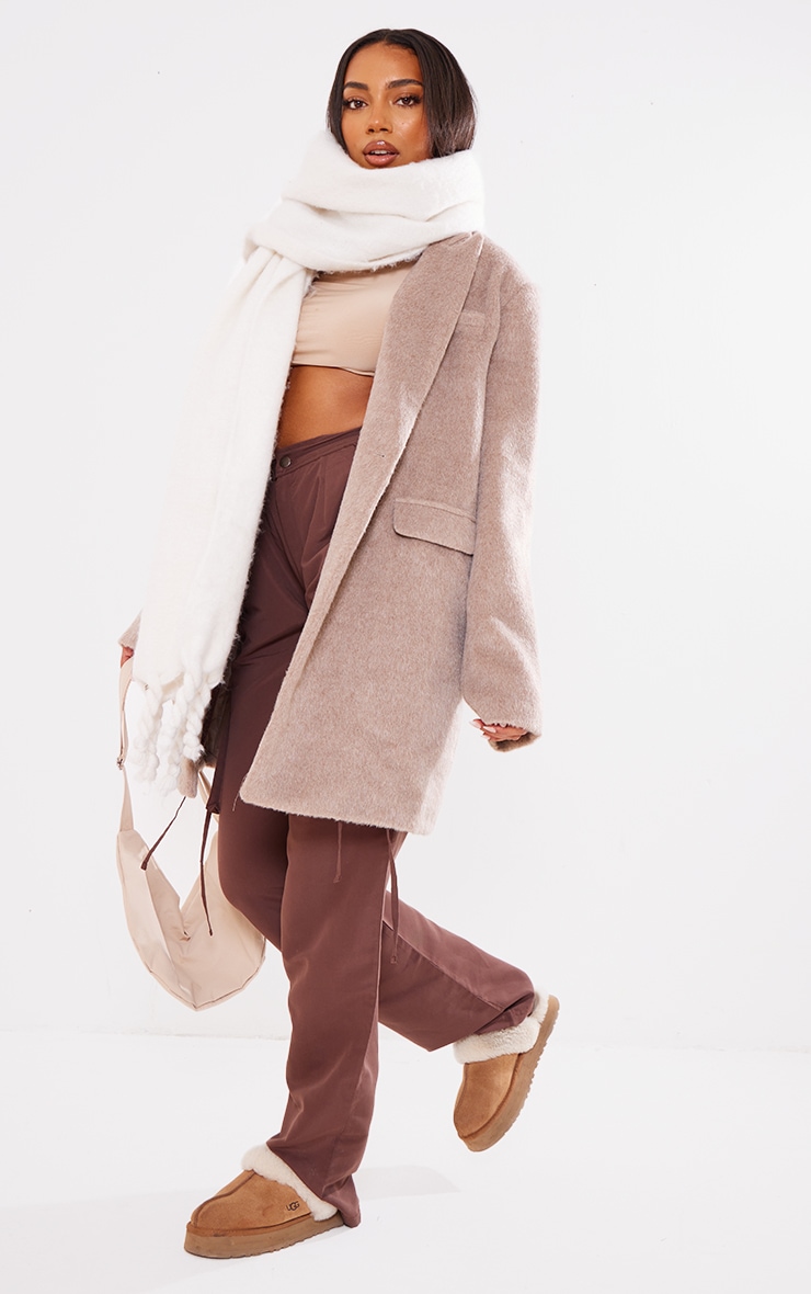 Tall Taupe Wool Look Oversized Blazer image 3