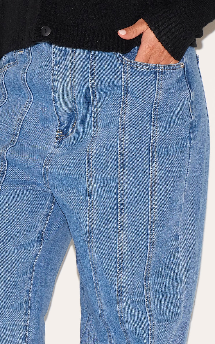 Plus Blue Seam Detail Straight Leg Jeans image 4