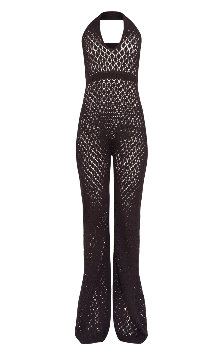 Tall Black Knitted Halterneck Jumpsuit Tall PrettyLittleThing USA