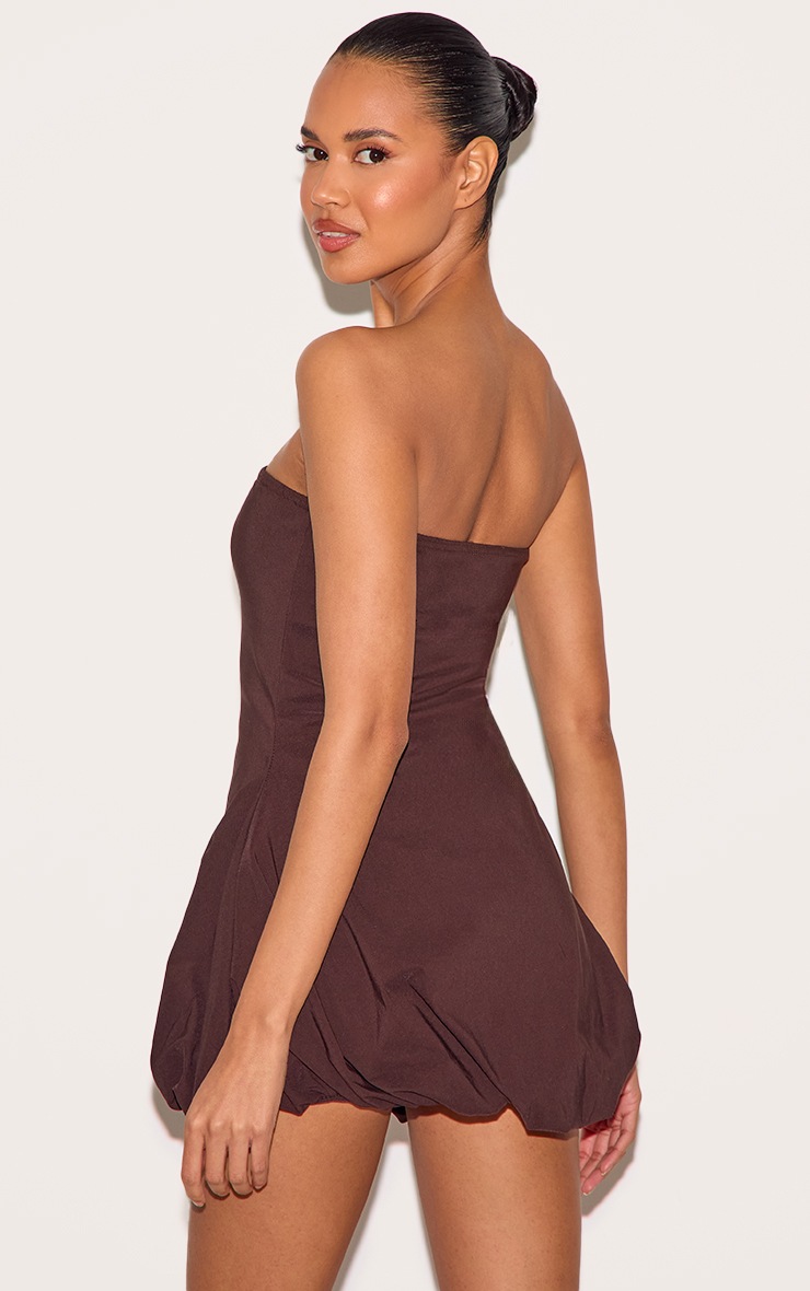 Mini robe bustier bouffante tissée chocolat image 2