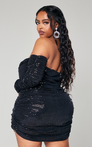 black sequin dress long sleeve
