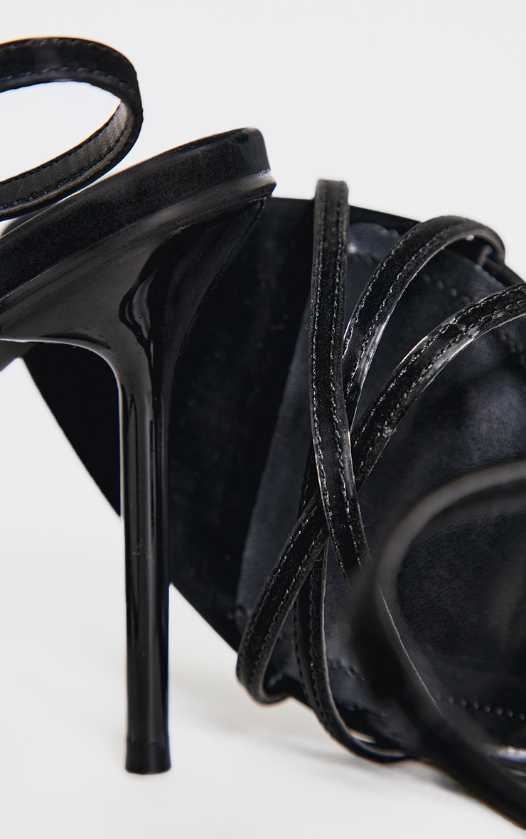 Black Neoprene Wide Fit Point Toe Cross Strap High Stiletto Heeled Sandals image 4