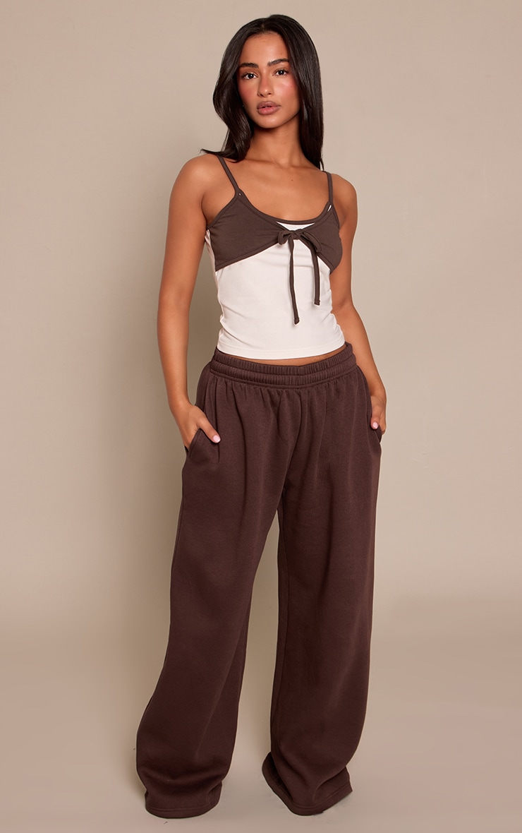 Petite Chocolate Super Wide Leg Joggers image 1