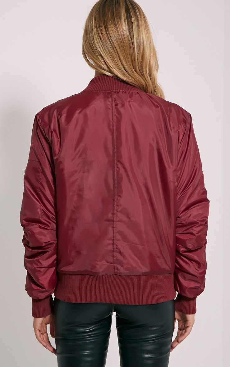 Alexus Wine Bomber Jacket Knitwear PrettyLittleThing