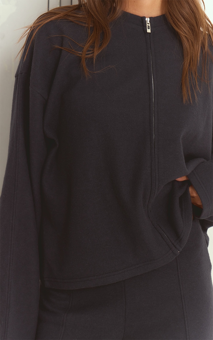 Sweat doux bleu marine à zip image 4