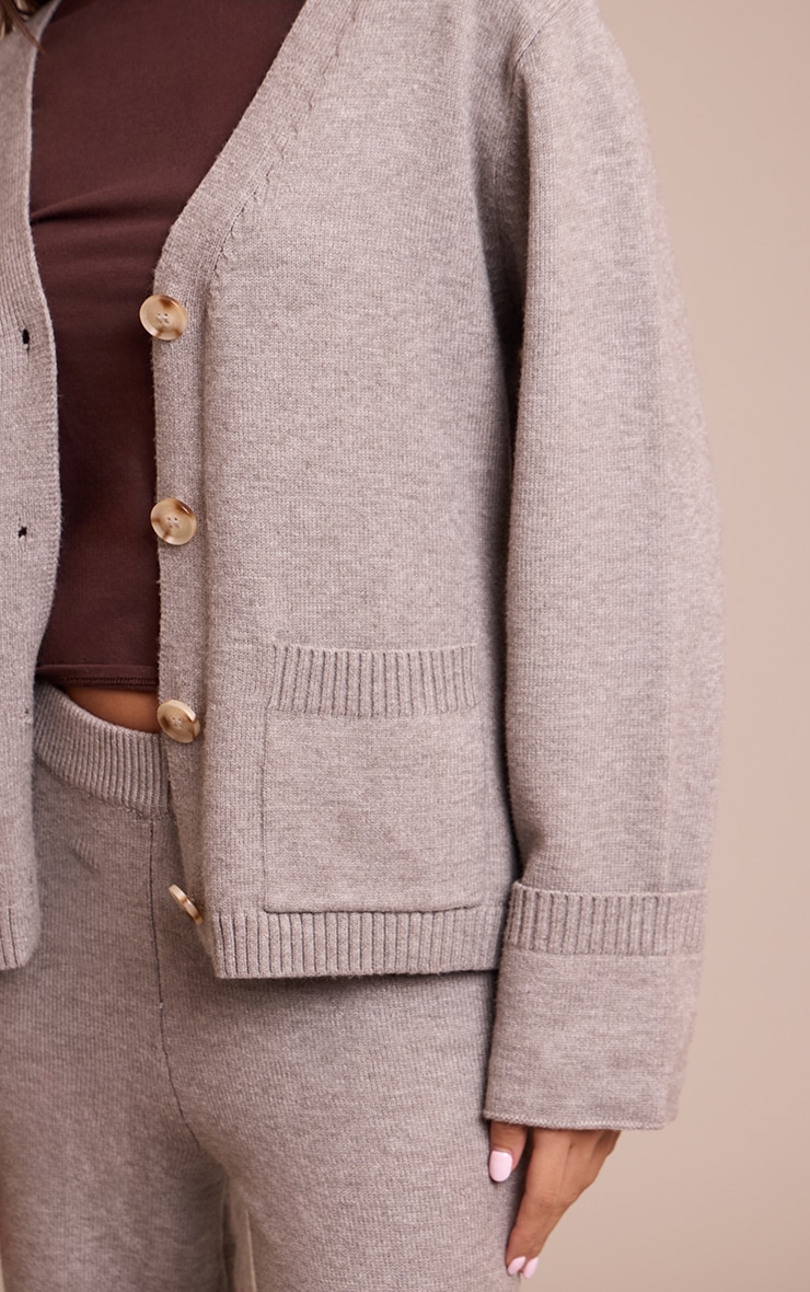 Soft Grey Turn Back Cuff Cardigan image 4