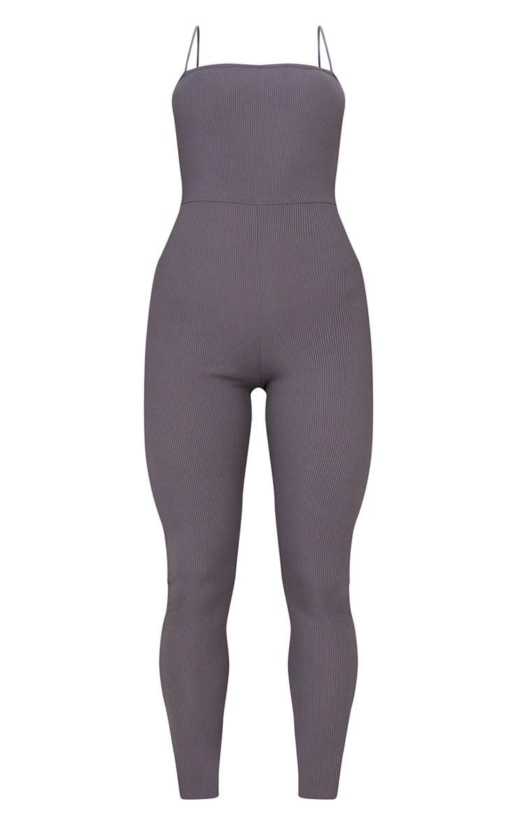 Charcoal Ribbed Spaghetti Strap Jumpsuit image 5