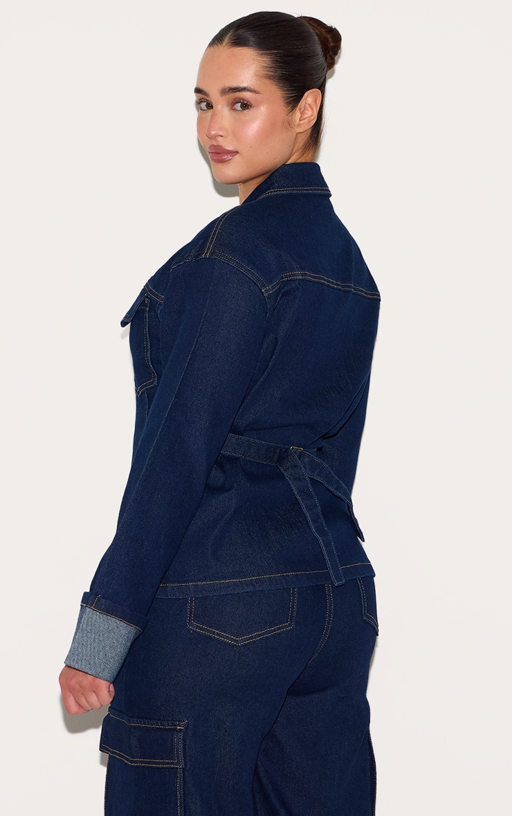 Shape Veste en jean stretch indigo à manchettes repliées et taille ajustables dans le dos image 2