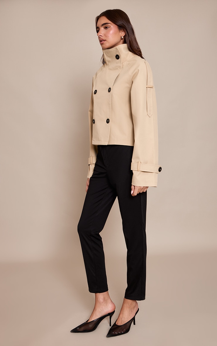 Black Tailored Mid Rise Cigarette Pants image 2