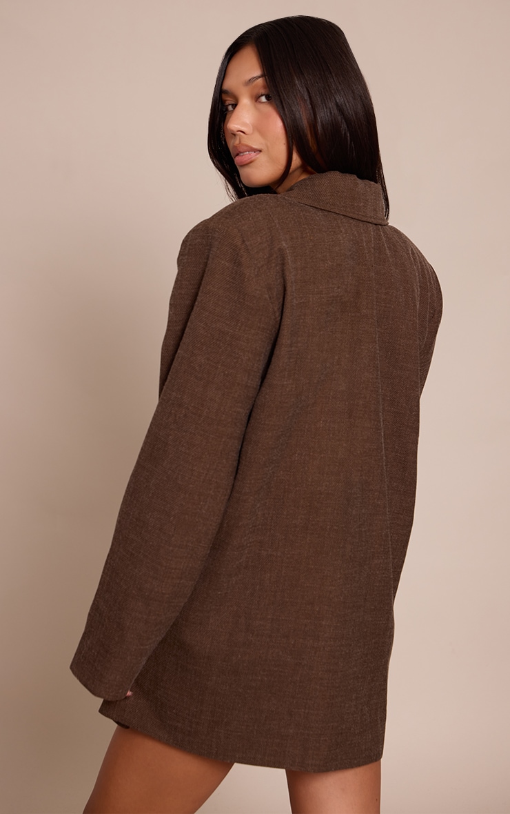 Espresso Textured Woven Boxy Blazer Dress image 2