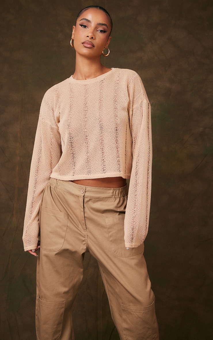 Stone Ladder Detail Oversize Long Sleeve Top image 4