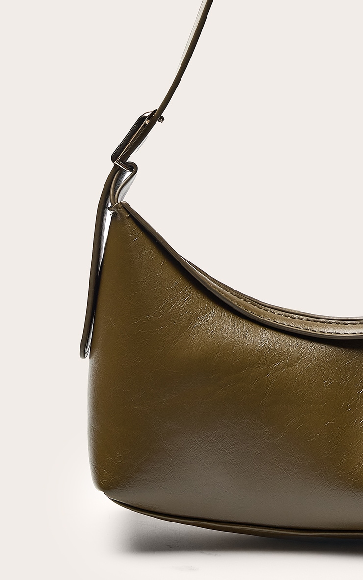 Olive PU Simple Buckle Strap Shoulder Bag image 4