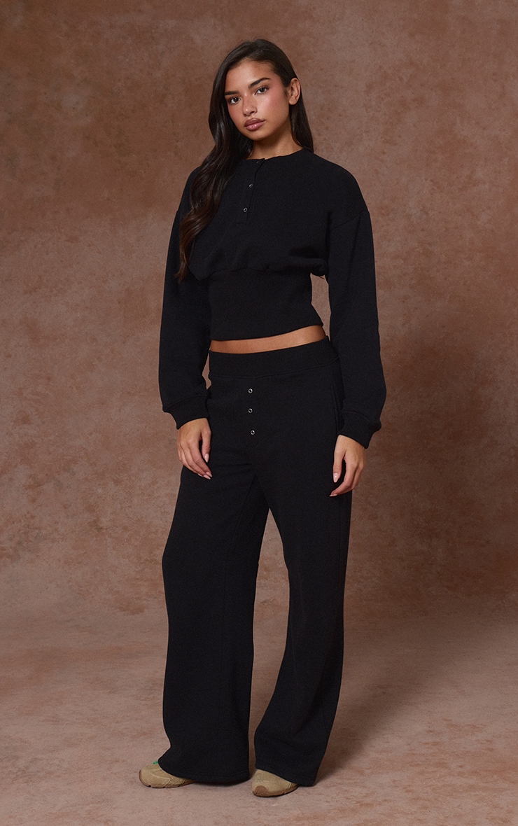 Black High Waist Straight Leg Joggers image 2