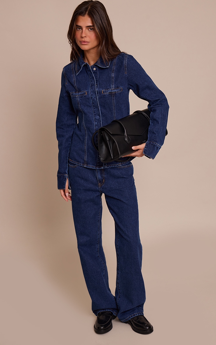 Indigo Fitted Seam Detail Shirt image 3