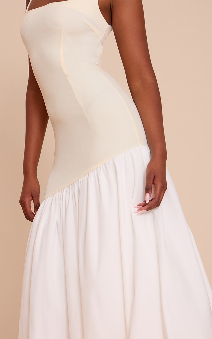 Lemon Contrast Pleated Hem Square Neck Midaxi Dress image 4