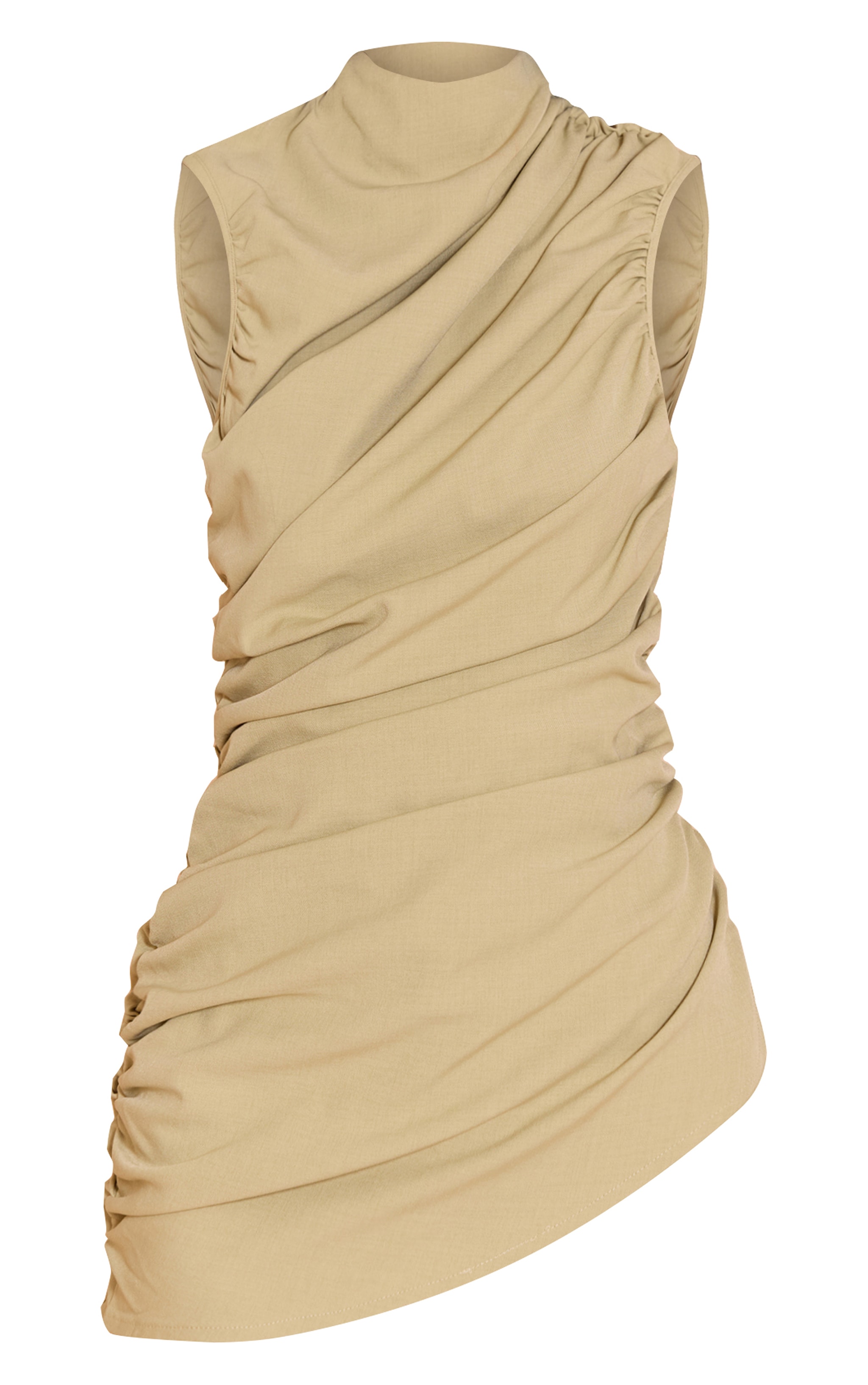 PLT Label Green Tailored Extreme Ruched Asymmetric Top image 5