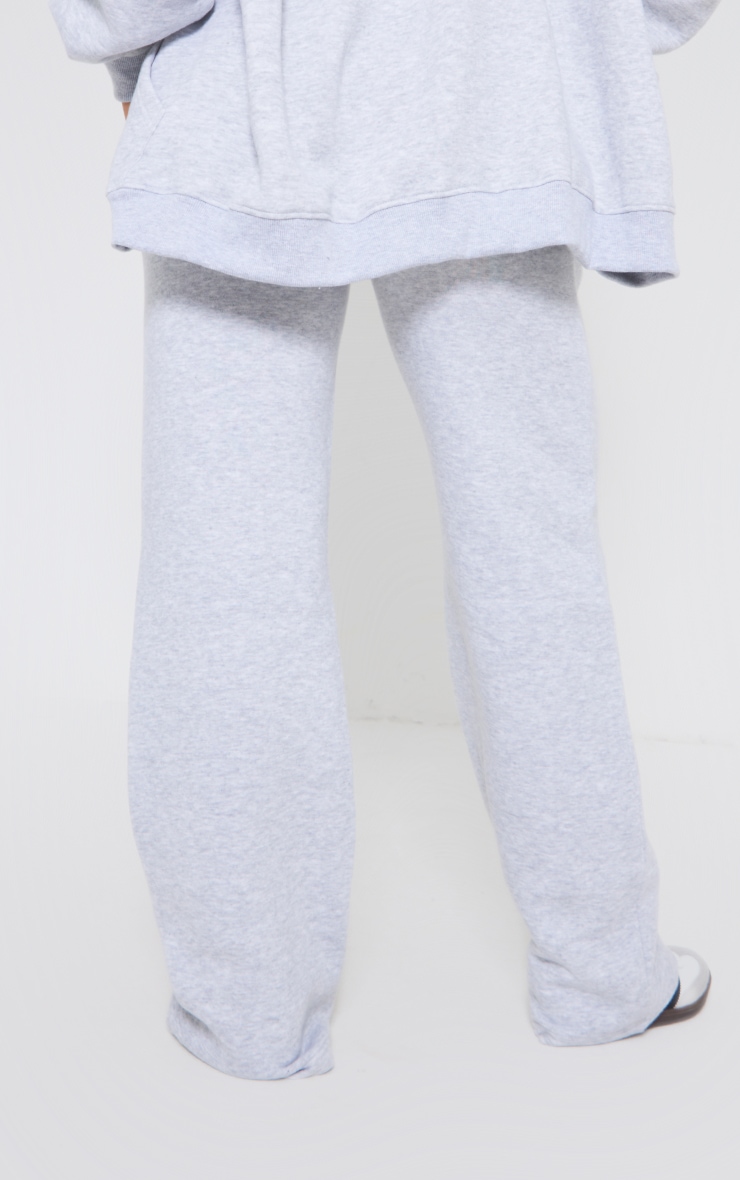 PRETTYLITTLETHING Ash Grey Logo Badge Wide Leg Sweatpants image 3